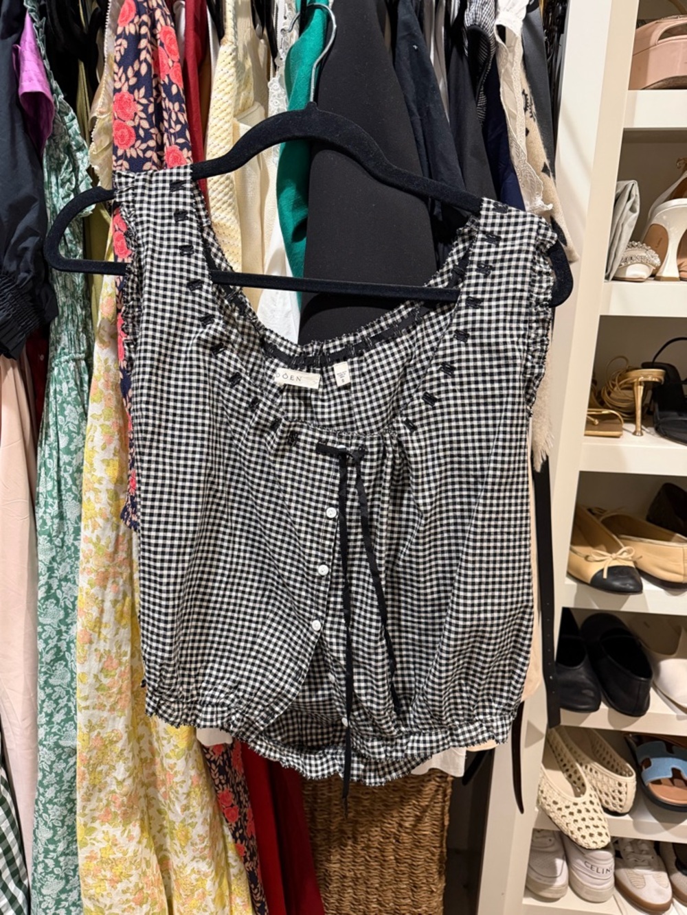 Doen Black and White Gingham top